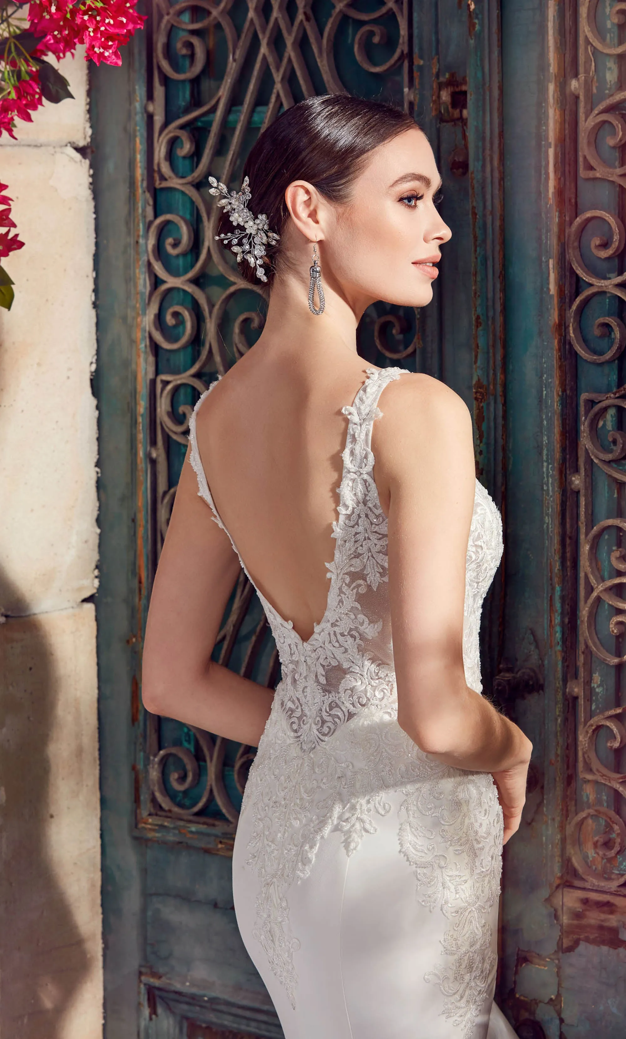 ALYCE Paris 7027 Bridal Plunging Train Fit N Flare Dress