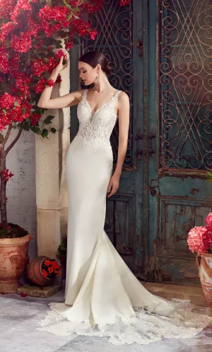 ALYCE Paris 7027 Bridal Plunging Train Fit N Flare Dress