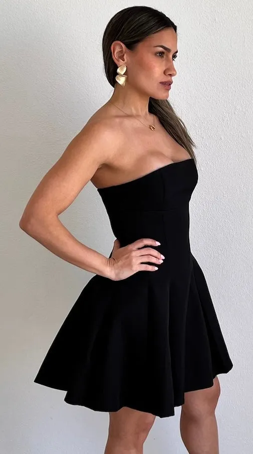 Classy & Fun Black Fit & Flare Dress