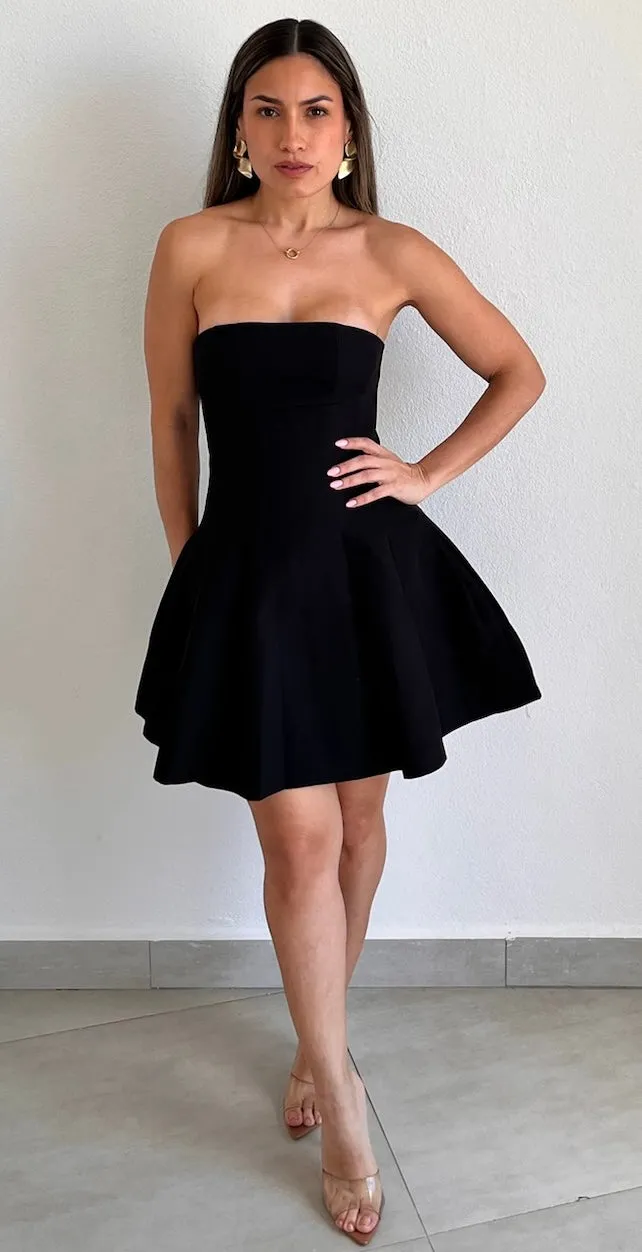 Classy & Fun Black Fit & Flare Dress