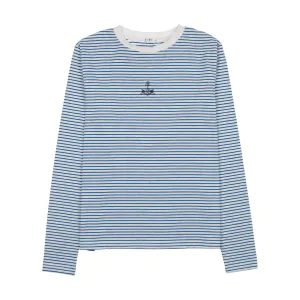 Coco Blanc Light Blue Striped Striped Tee