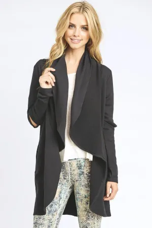 CUTOUT SLEEVE OPEN CARDIGAN