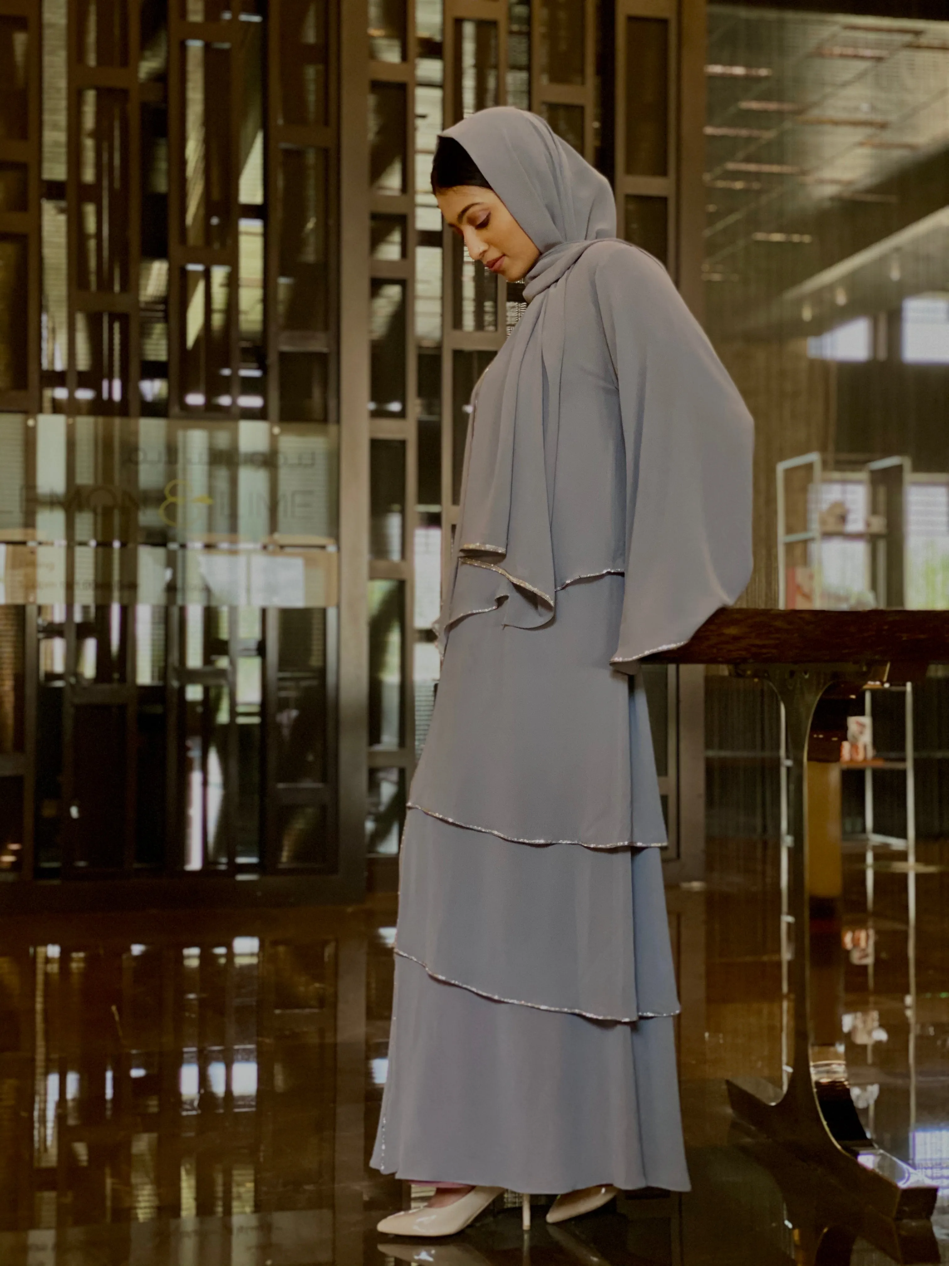 Grey sparkle abaya