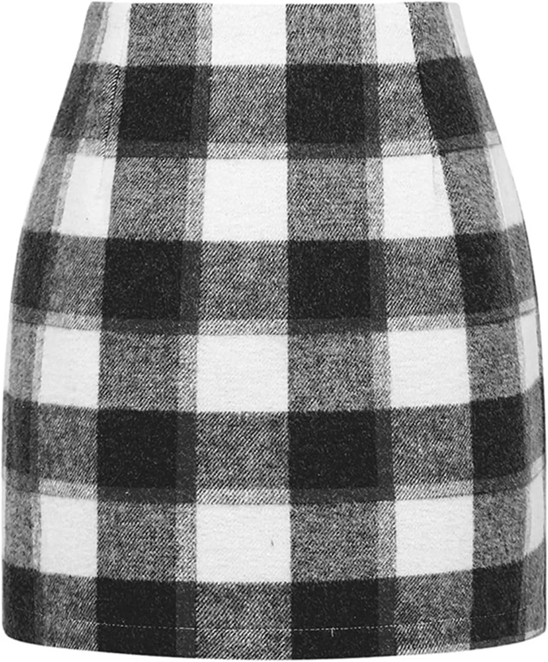High Waisted Plaid Skirts for Women Bodycon Mini Wool Pencil Skirt Comfy Cute Wrap Trendy Stretchy Satin Tweed Skirt