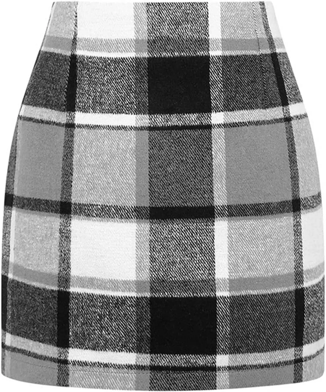 High Waisted Plaid Skirts for Women Bodycon Mini Wool Pencil Skirt Comfy Cute Wrap Trendy Stretchy Satin Tweed Skirt