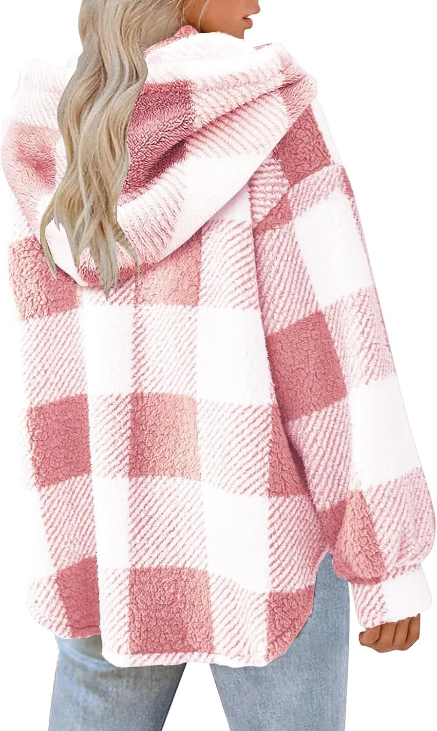 Hvyesh Teddy Bear Flannel Jacket Women Winter Clothes Hoodies, Oversized Fuzzy Fleece Sherpa Shacket Jackets for Women