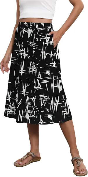 Long Skirts for Women Summer Casual Country Cute Beach Smocked Festival Floral Business Flutter Travel Flowy Skirts