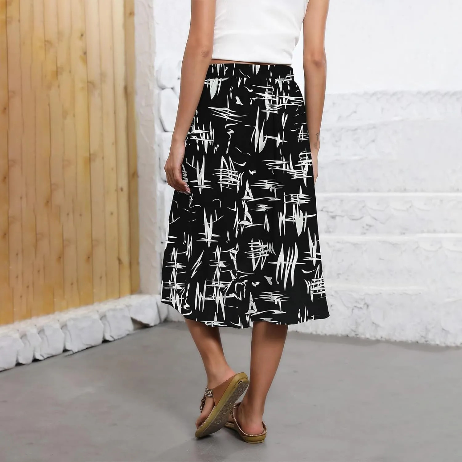 Long Skirts for Women Summer Casual Country Cute Beach Smocked Festival Floral Business Flutter Travel Flowy Skirts
