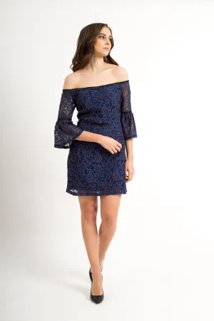 Off shoulder blue dress