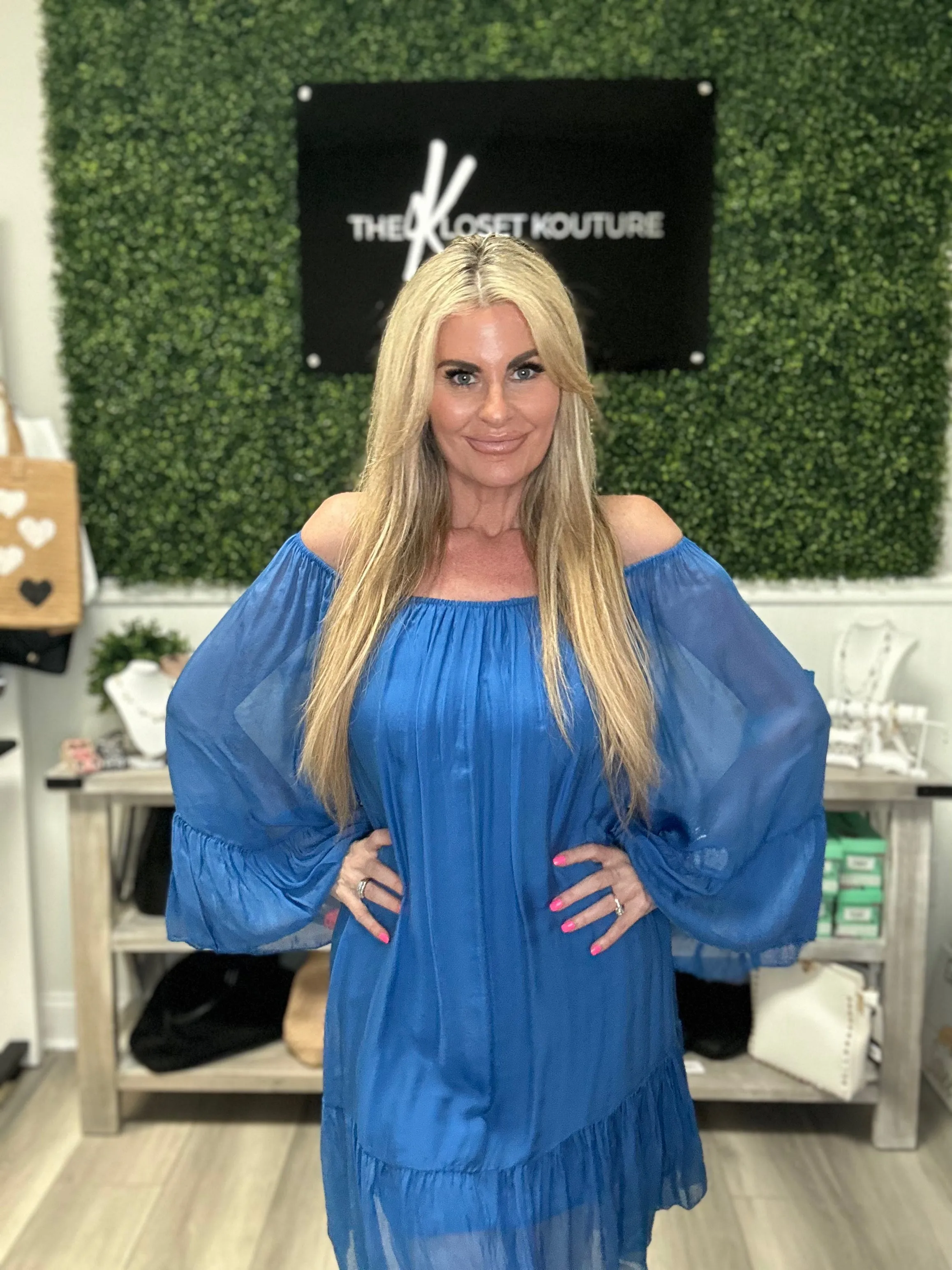 Off Shoulder Silk Dress