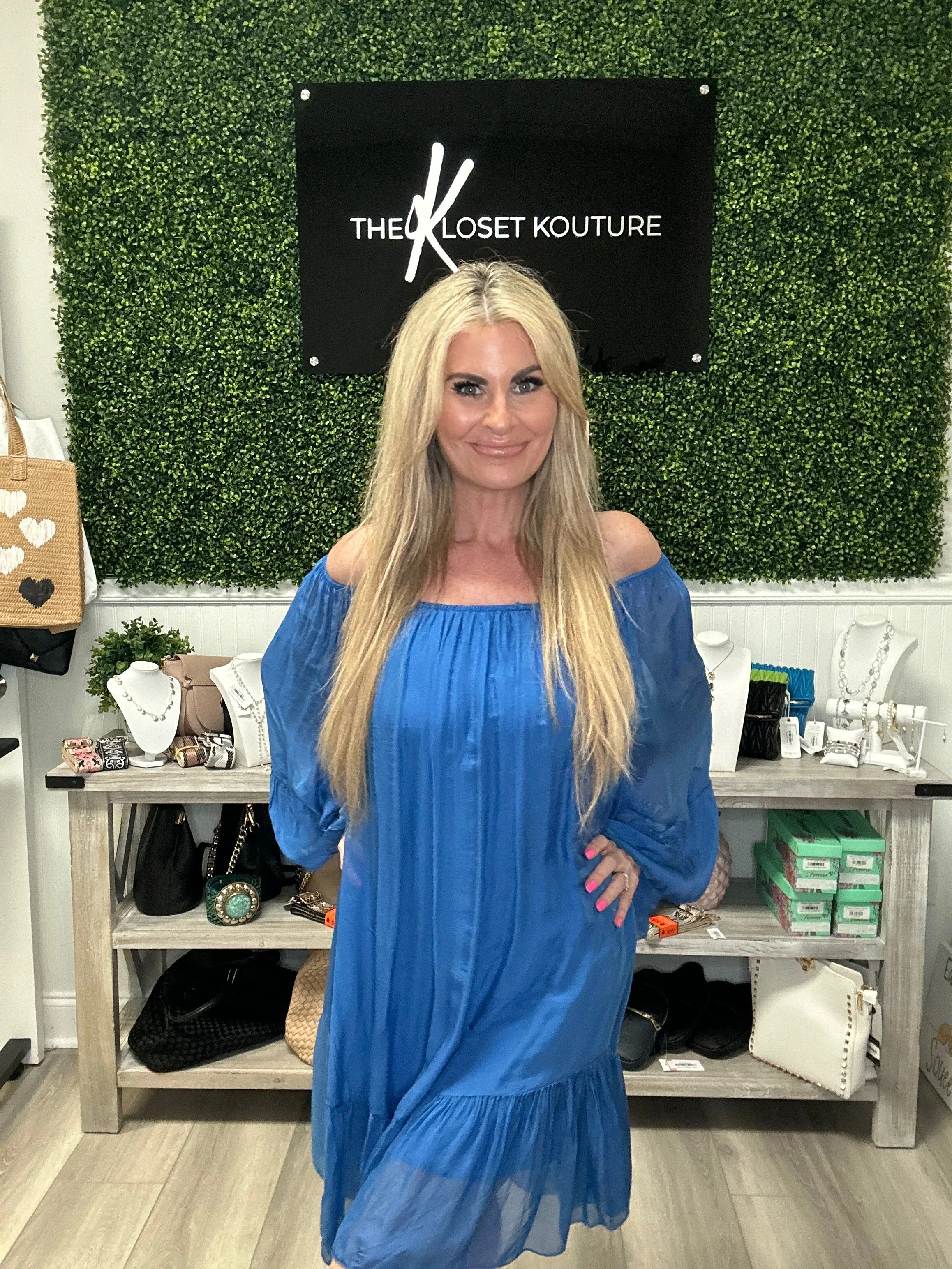 Off Shoulder Silk Dress