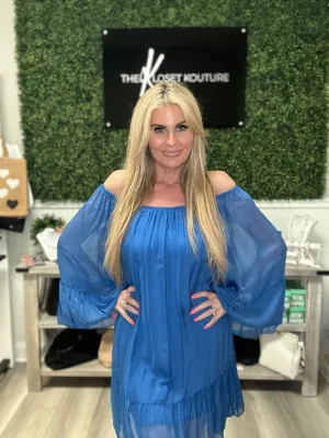 Off Shoulder Silk Dress