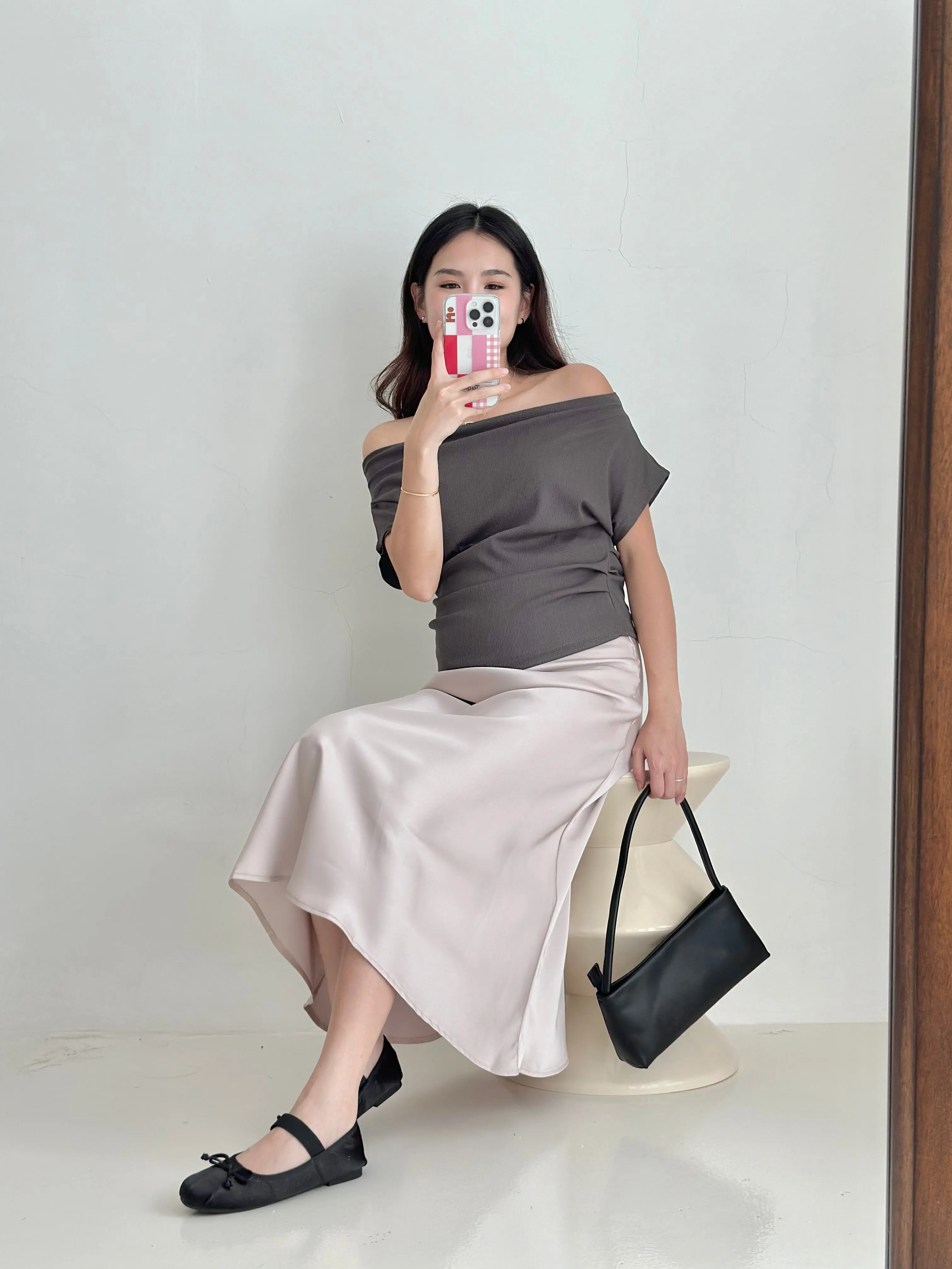 Off-Shoulder Top BROWN