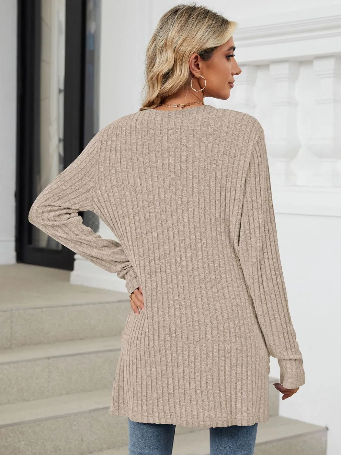 Pocketed Open Front Long Sleeve Cardigan - 9 Colors