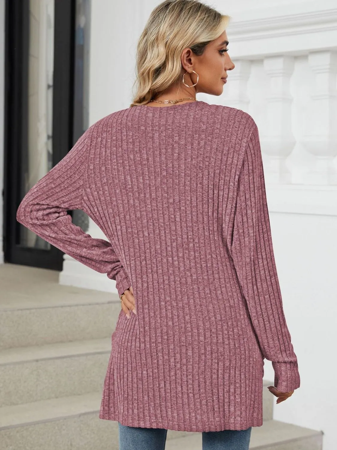 Pocketed Open Front Long Sleeve Cardigan - 9 Colors