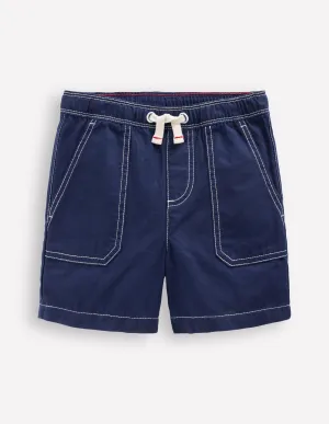 Pull-On Cotton Shorts-Navy