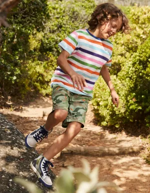 Pull-on Drawstring Shorts-Green Camouflage Animals