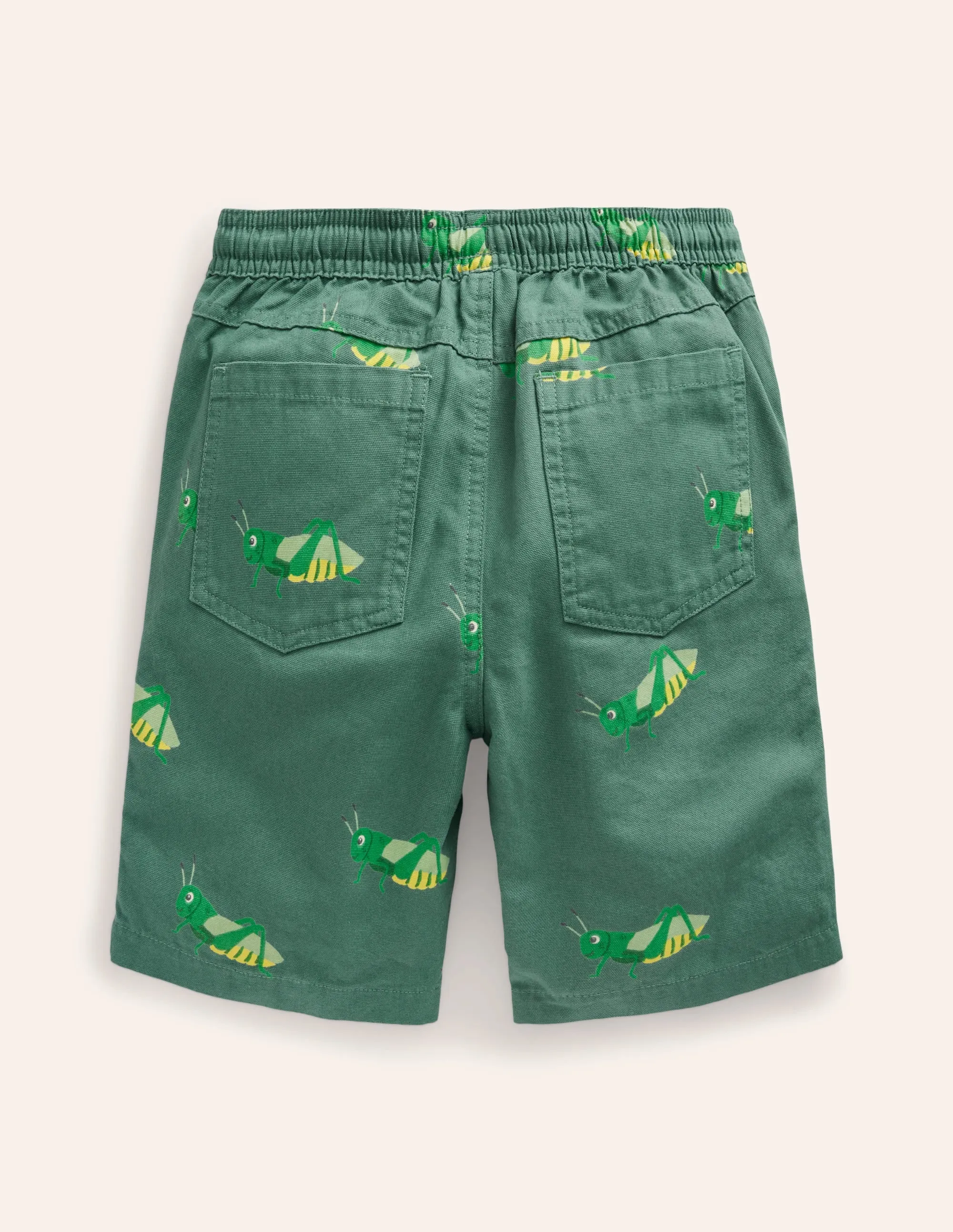 Pull-on Drawstring Shorts-Pea Green Grasshopper