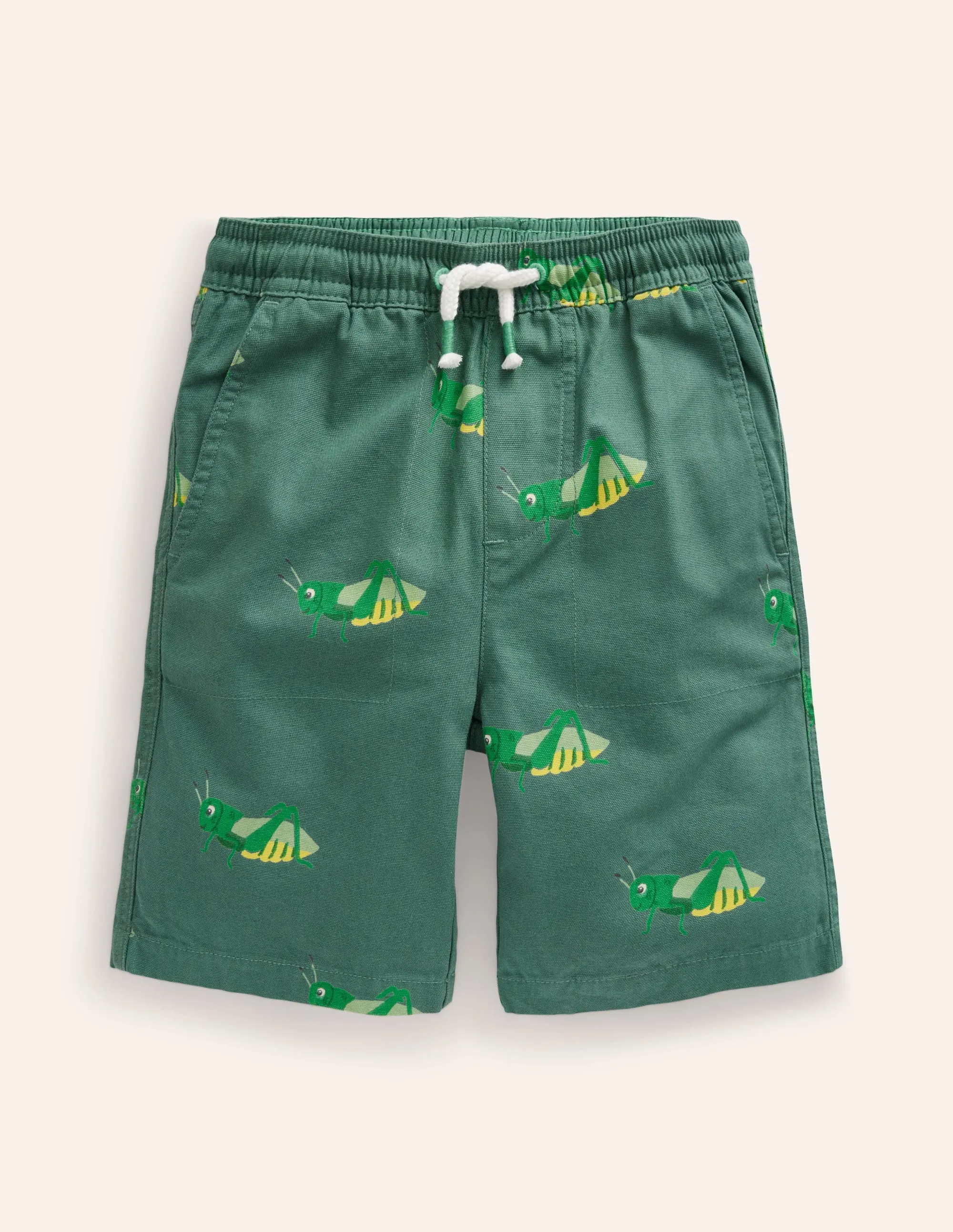 Pull-on Drawstring Shorts-Pea Green Grasshopper
