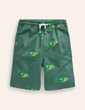 Pull-on Drawstring Shorts-Pea Green Grasshopper