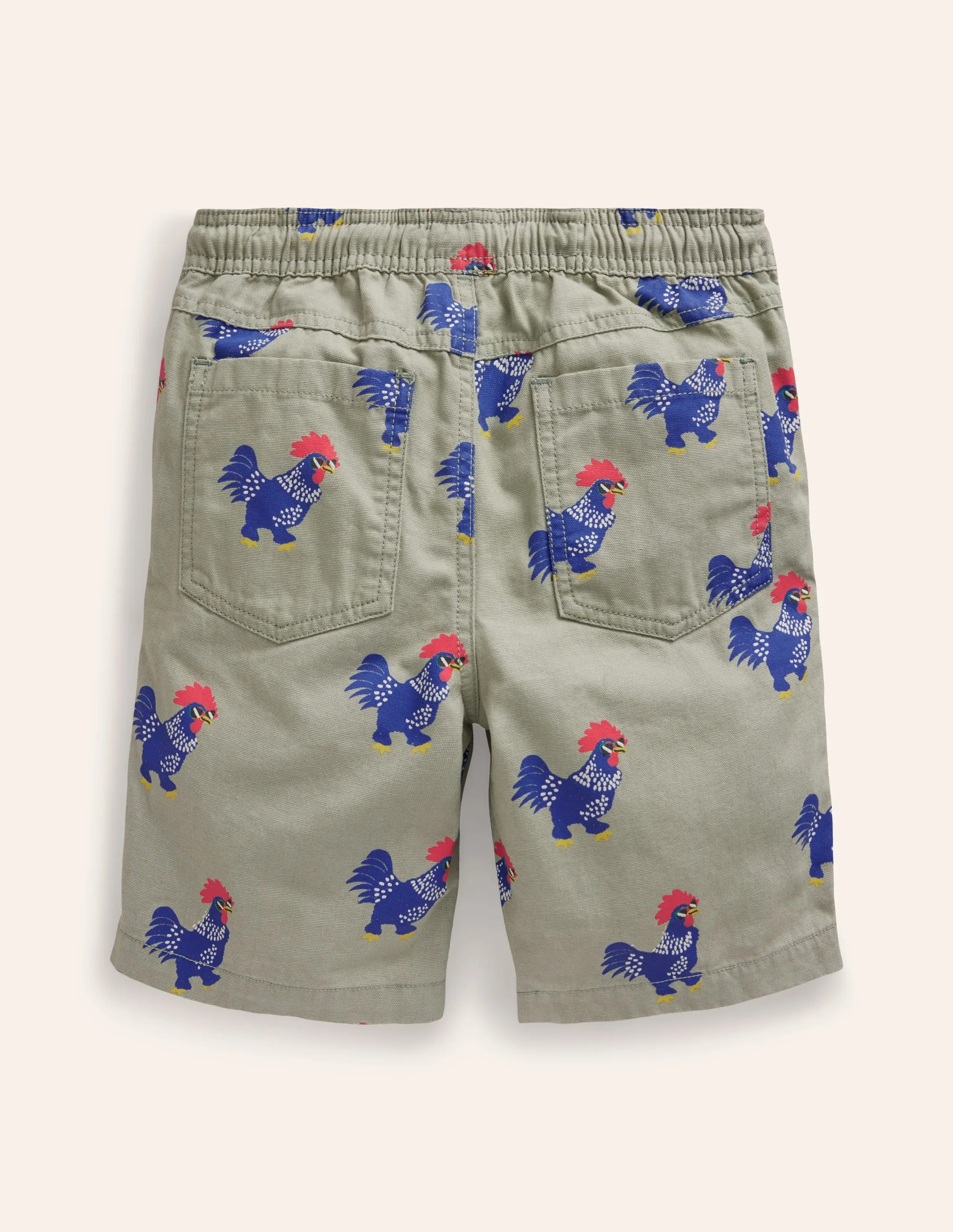 Pull-on Drawstring Shorts-Pottery Green Chicken
