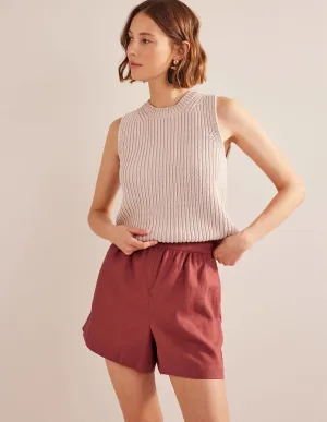 Pull-on Linen Shorts-Fox