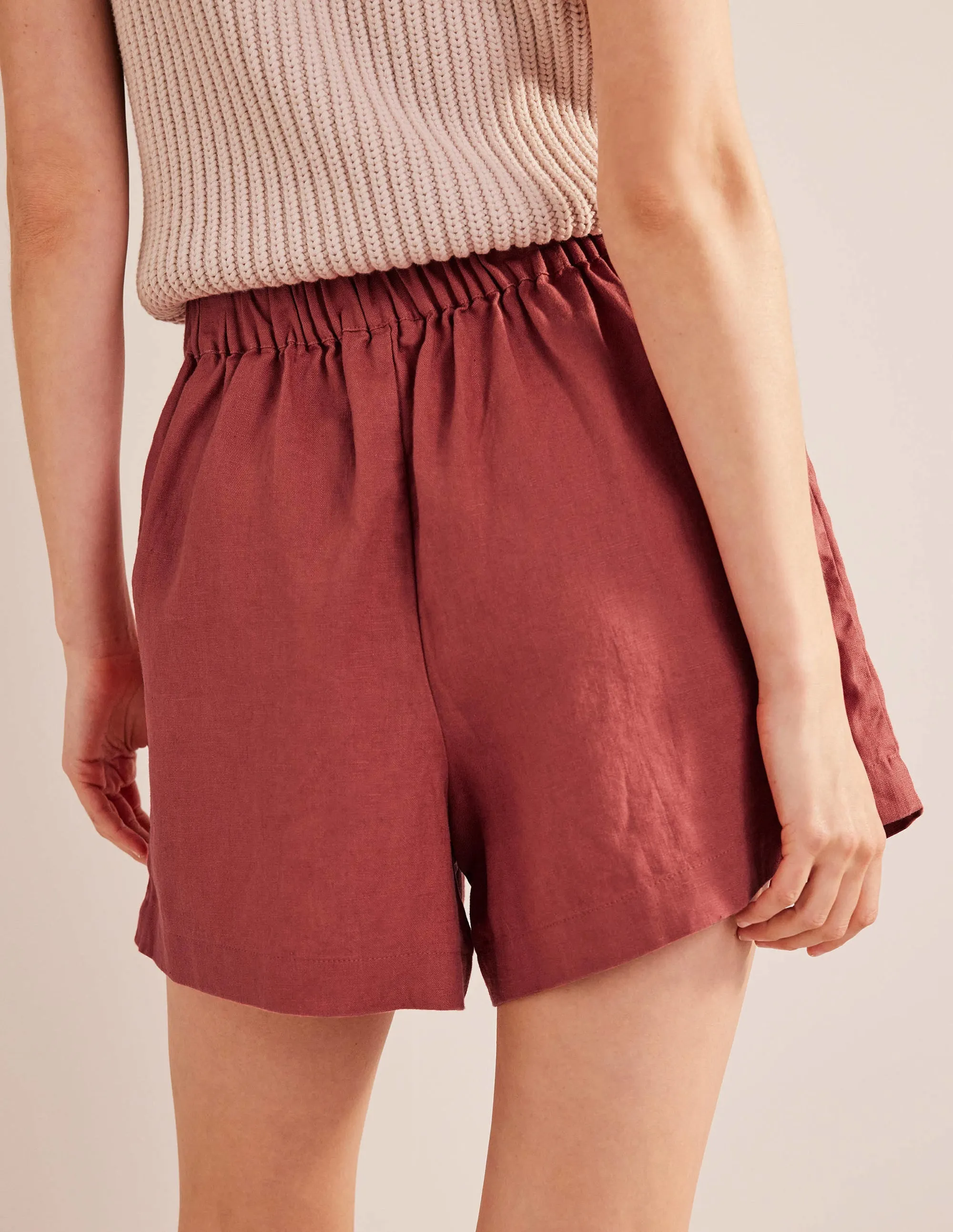 Pull-on Linen Shorts-Fox