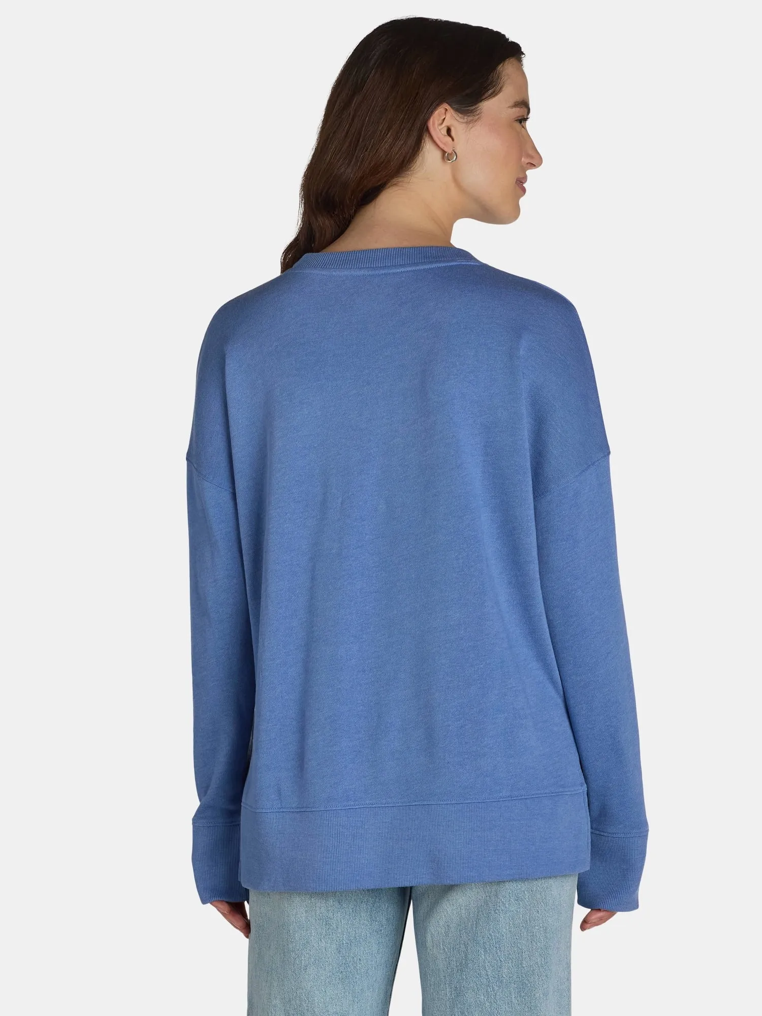 Time and Tru Women's Crewneck Sweatshirt with High-Low Hem, 2-Pack, Sizes XS-XXXL