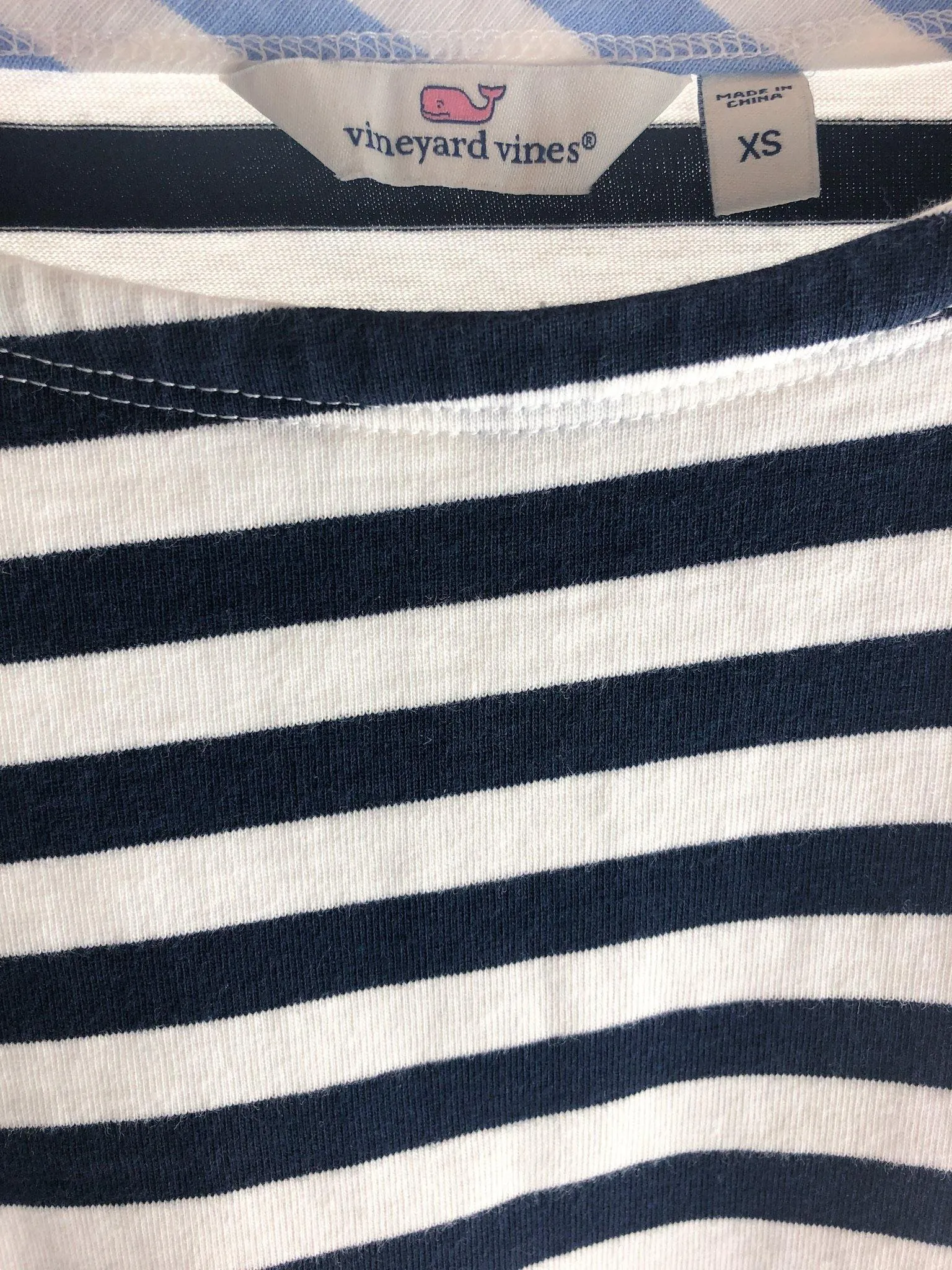 Vineyard Vines, Women's Striped 3/4 Sleeve Tee, Navy/White, Size XS