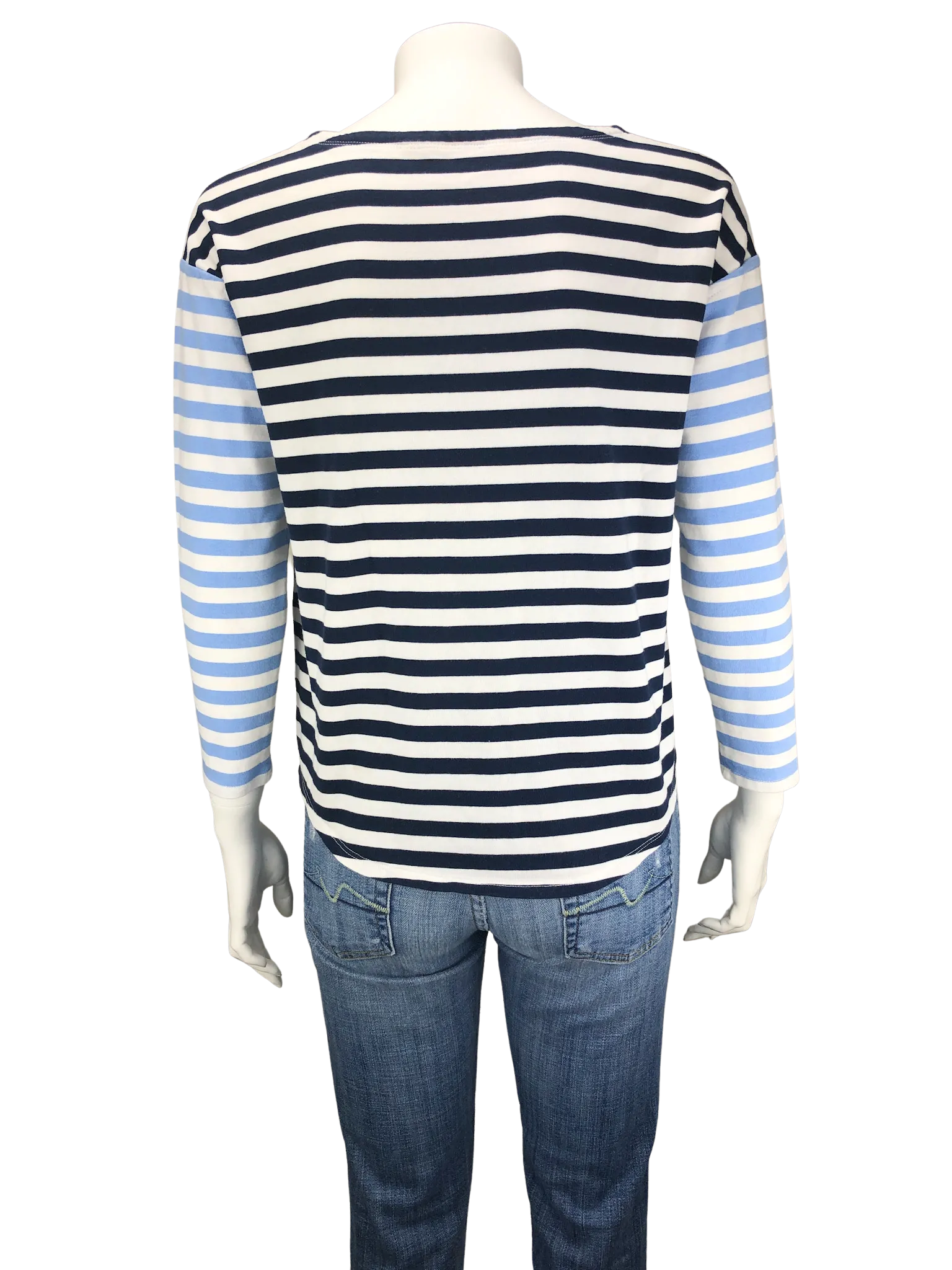 Vineyard Vines, Women's Striped 3/4 Sleeve Tee, Navy/White, Size XS