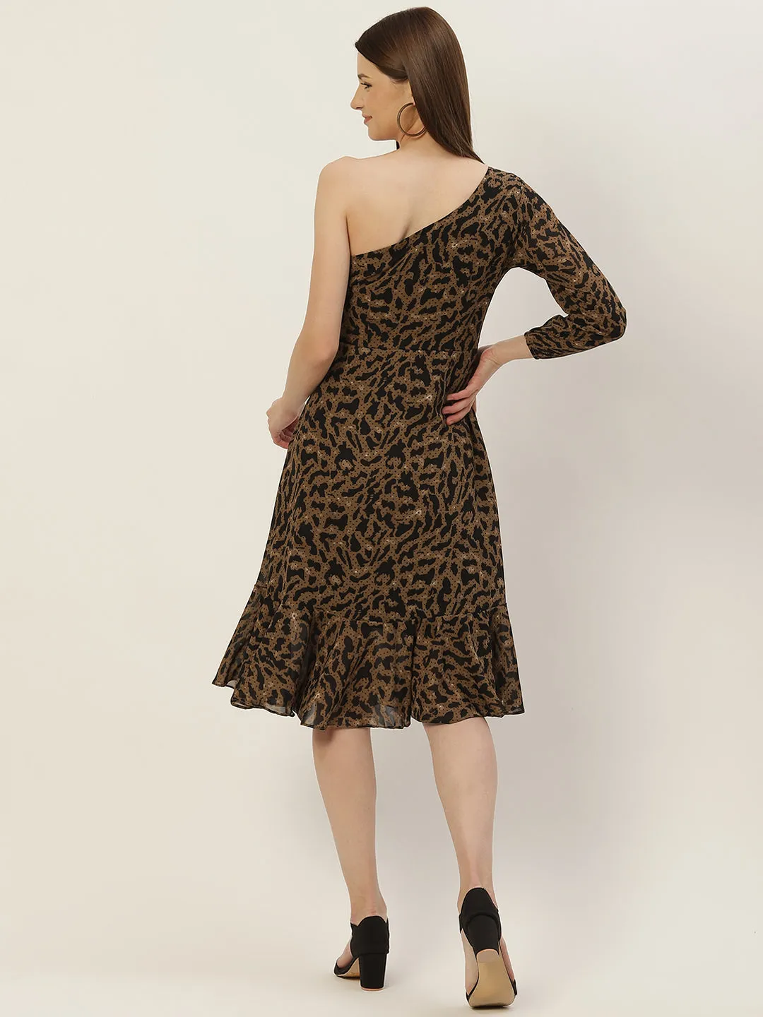 Women Brown and Black Animal Print Dress